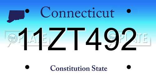 11ZT492 Connecticut License Plate