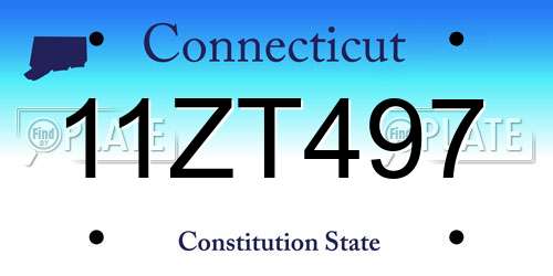 11ZT497 Connecticut License Plate