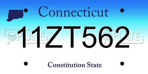 11ZT562 Connecticut License Plate