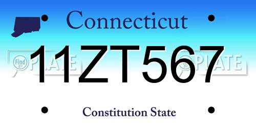11ZT567 Connecticut License Plate