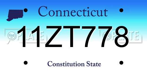 11ZT778 Connecticut License Plate