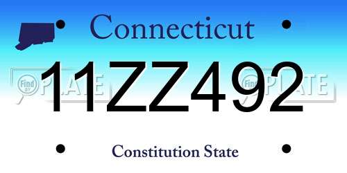 11ZZ492 Connecticut License Plate
