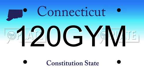 120GYM Connecticut License Plate