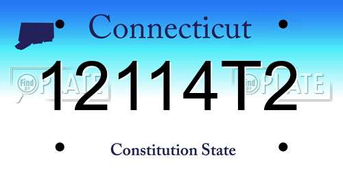 12114T2 Connecticut License Plate
