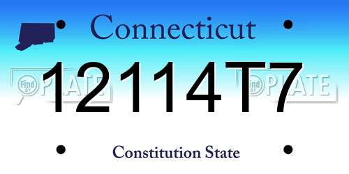12114T7 Connecticut License Plate