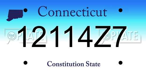 12114Z7 Connecticut License Plate