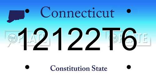 12122T6 Connecticut License Plate