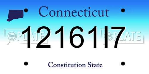 12161I7 Connecticut License Plate