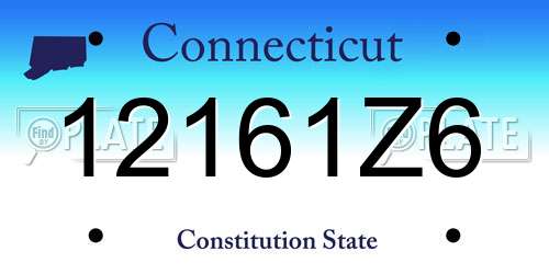 12161Z6 Connecticut License Plate
