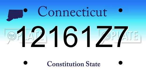 12161Z7 Connecticut License Plate