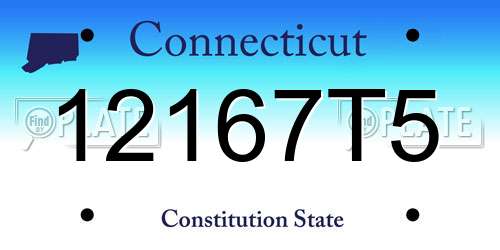 12167T5 Connecticut License Plate