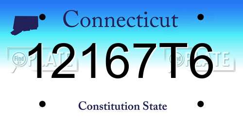 12167T6 Connecticut License Plate