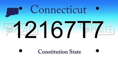 12167T7 Connecticut License Plate