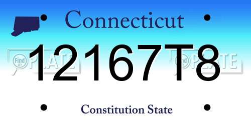 12167T8 Connecticut License Plate