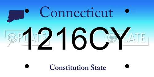 1216CY Connecticut License Plate