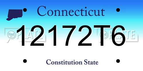 12172T6 Connecticut License Plate