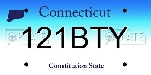 121BTY Connecticut License Plate
