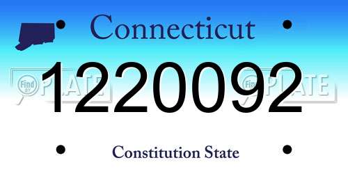 1220092 Connecticut License Plate