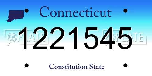 1221545 Connecticut License Plate