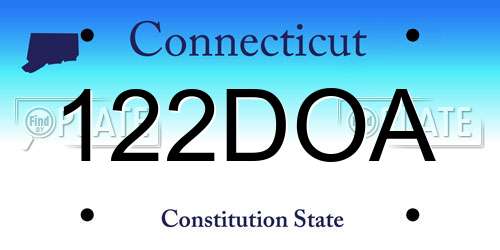 122DOA Connecticut License Plate