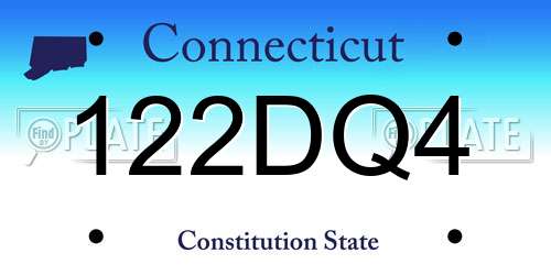 122DQ4 Connecticut License Plate