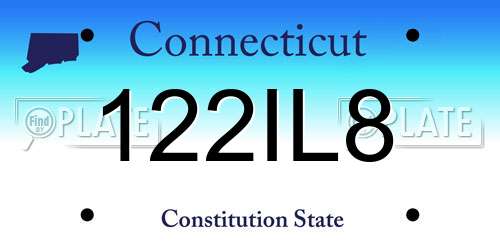122IL8 Connecticut License Plate
