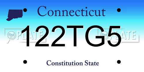 122TG5 Connecticut License Plate