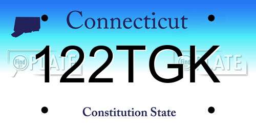 122TGK Connecticut License Plate