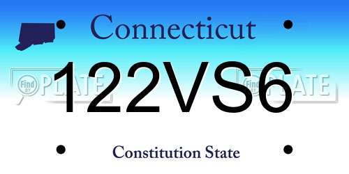 122VS6 Connecticut License Plate