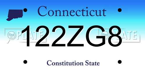 122ZG8 Connecticut License Plate