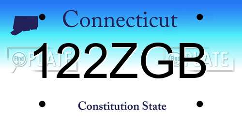122ZGB Connecticut License Plate