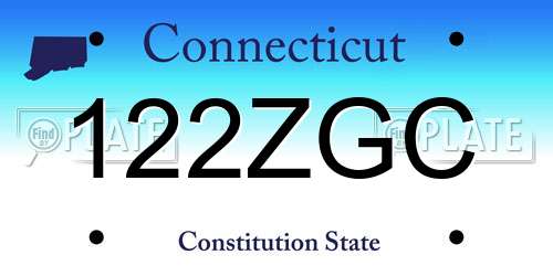 122ZGC Connecticut License Plate