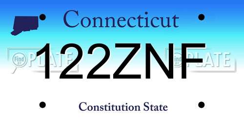 122ZNF Connecticut License Plate