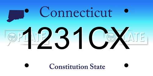 1231CX Connecticut License Plate