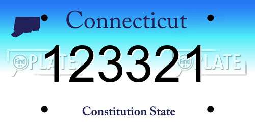 123321 Connecticut License Plate