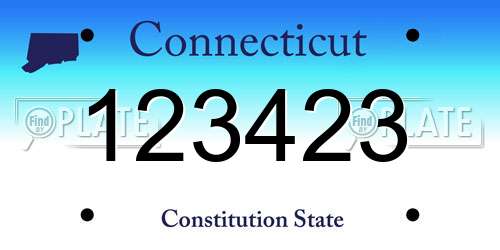 123423 Connecticut License Plate