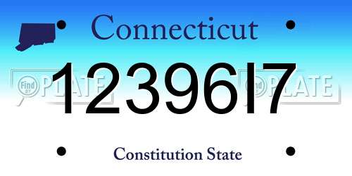12396I7 Connecticut License Plate