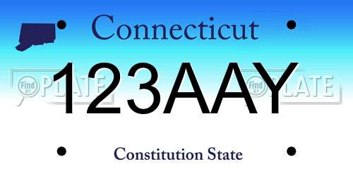123AAY Connecticut License Plate