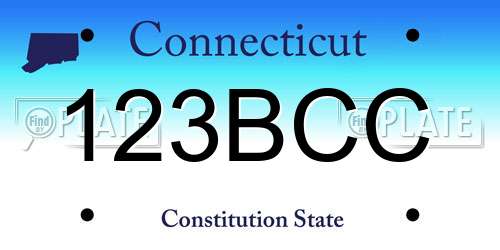 123BCC Connecticut License Plate