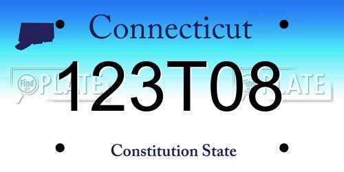123T08 Connecticut License Plate