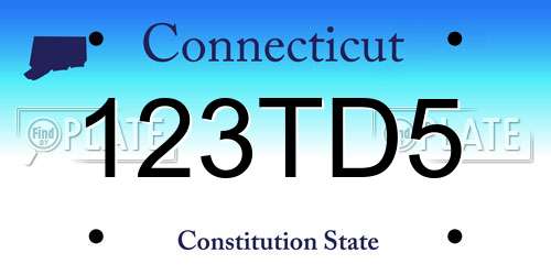 123TD5 Connecticut License Plate