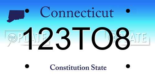 123TO8 Connecticut License Plate