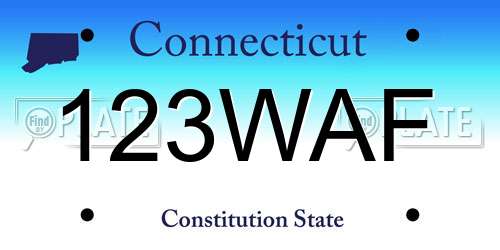 123WAF Connecticut License Plate