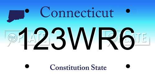 123WR6 Connecticut License Plate
