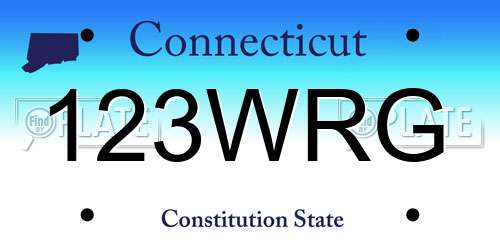 123WRG Connecticut License Plate