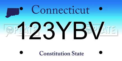123YBV Connecticut License Plate