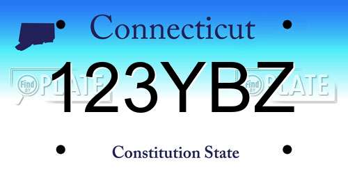 123YBZ Connecticut License Plate