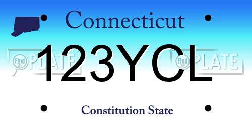 123YCL Connecticut License Plate
