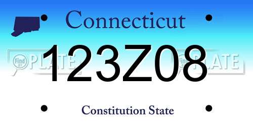 123Z08 Connecticut License Plate