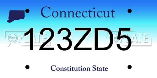 123ZD5 Connecticut License Plate